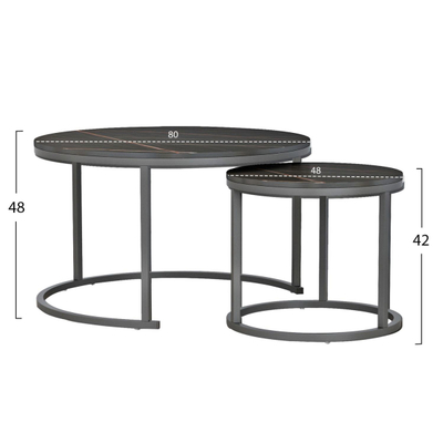 Set 2 tavolina për kafe (HM8763.13), zezë