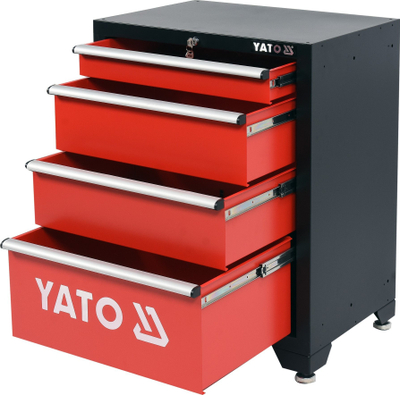 Karrocë veglash Yato YT-08933, 4 sirtarë, metal, e kuqe me të zezë