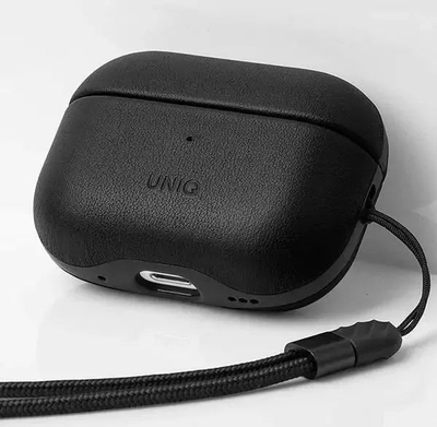 Куќиште Uniq Terra за Apple AirPods Pro 2, природна кожа, црно