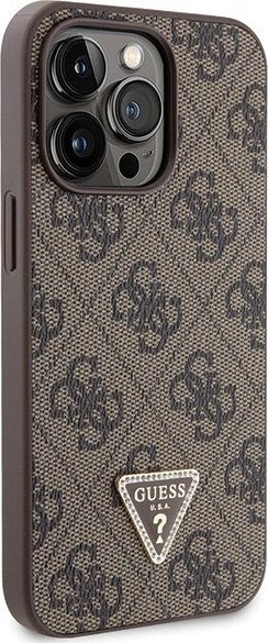 Mbulesë telefoni Guess GUHCP13LP4TDSCPW për iPhone 13 13 Pro, hardcase me varëse crossbody, 4G Metal Logo, kafe