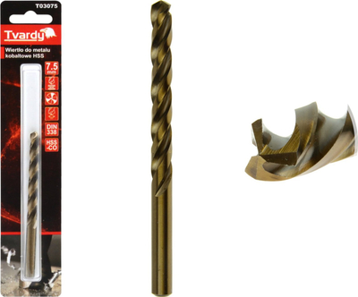 Stërvitë HSS M35 me kobalt, 7.5 mm, për metal të fortë