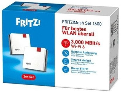 Сет mesh Wi-Fi AVM Fritz MESH SET 1600 2-Pack, VDSL, dual band, бел