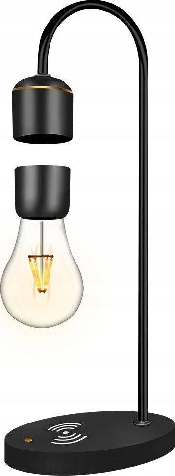 Llambë tavoline levituese me magnet LED, karikues wireless 10W, ngjyrë e artë