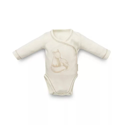 Body bebe Kenguru Gold Fox, 56-62, pambuk organik, bezhë