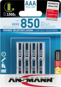 Рикабилни батерии Ansmann maxE AAA, NiMH, 800mAh, сет 4 парчиња