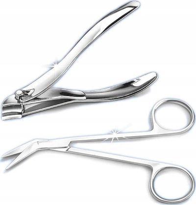 Set për prerje thonjsh, gërshërë dhe clipper, inox, ngjyrë argjendtë