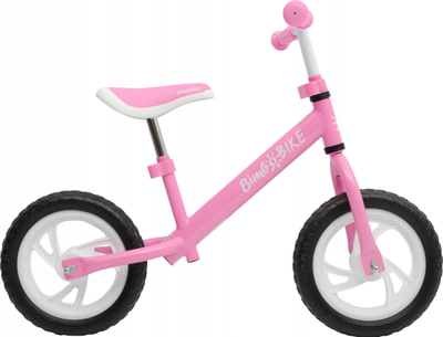 Бицикл без педали за рамнотежа за деца Bimbo Bike Runner 12", со прилагодливо седиште, розово-бел