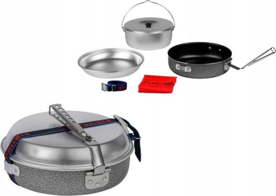 Set gatimi për kamp Trangia Camping, tigan jo ngjitës, 1L, argjendtë