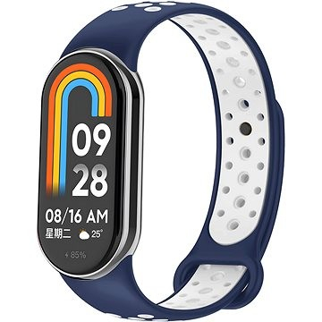 Rrip silikoni Eternico Sporty për Xiaomi Smart Band 8 9, i shpuar, i rregullueshëm, ngjyrë aqua blu me të bardhë