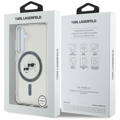 Mbulesë telefoni Karl Lagerfeld KLHMS25MHLSKCK për Samsung S25 Plus, me magnet, transparente