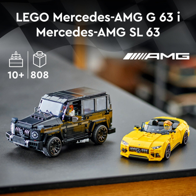Set ndërtimi LEGO Mercedes AMG G 63 dhe Mercedes AMG SL 63, lodra maketa, shumëngjyrëshe