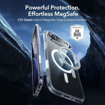 Mbrojtëse telefoni ESR Classic Hybrid Magnetic, për iPhone 17 Air Pro, me MagSafe, e tejdukshme
