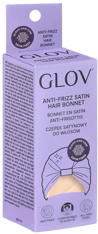 Капа за спиење GLOV Anti Frizz Satin Sleep Cap, сатен, за коса, боја Sparkling Wine