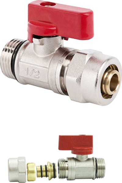 Valvul mini me top Arco, 1/2" M x 16, e kuqe