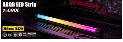 ЛЕД лента 1stCOOL AURA EVO ARGB, SATA, 28 cm, црна