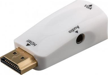 Adapter HDMI në VGA Wentronic Goobay Compact 44793, me audio 3.5 mm, i bardhë