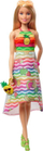 Kukull Barbie Crayola Rainbow Fruit Surprise, me fustane që ndryshojnë ngjyrë, flokë bjonde, shumëngjyrëshe