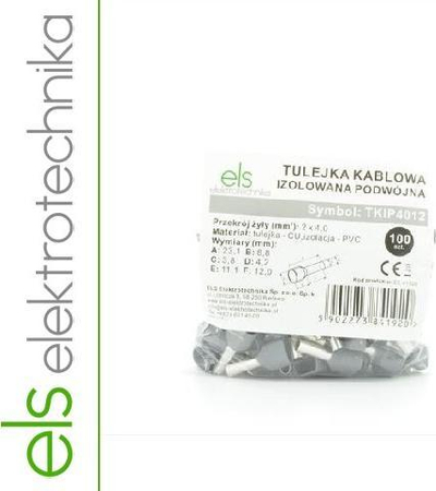 Tule izoluese dyshe kabllo ELS TKIP4012, 2x4 mm², set 100 copë, gri