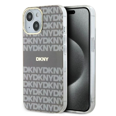 Futrolla DKNY DKHMP15SHRHSEE për iPhone 15 14 13 6.1", MagSafe, ecru beige
