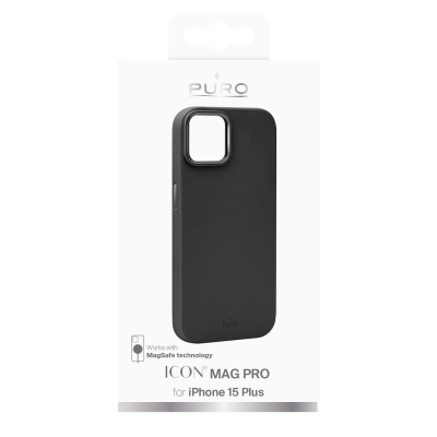 Mbrojtëse telefoni Puro ICON Mag Pro për iPhone 15 Plus, me MagSafe, e zezë