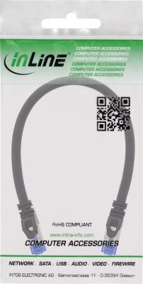 Kabllo rrjeti InLine Patch Cable Armored, Cat.6A U/FTP, 0.5m, e zezë
