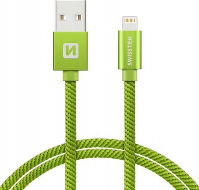 Kabllo Swissten USB në Lightning, tekstil, 1.2m, e gjelbër