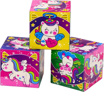 Kubi magjik edukativ Magic Cube Unicorns, lojë me mend, shumëngjyrësh