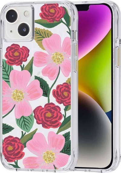 Kopertinë telefoni Rifle Paper Co Rose Garden për iPhone 14 Plus, e tejdukshme me lule