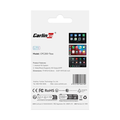 Adapter CarlinKit Lite Android TV Box 3 në 1, Wireless Android Auto dhe CarPlay, mbështet Netflix IPTV, i zi