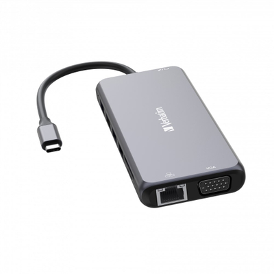 Hub USB C Verbatim CMH 14, 14 porta, 3 ekrane, gri