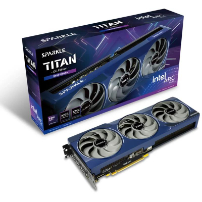 Kartë grafike Sparkle Intel Arc B580 Titan OC, 12GB GDDR6, Breathing Light, e zezë