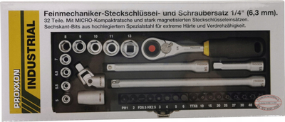 Set bitash Proxxon 23078 Industrial, 1/4", 32 copë, metalik