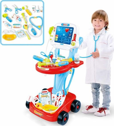 Set lodër doktori Woopie Small Doctor's Trolley, 17 aksesorë, me karrocë, blu