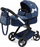 Karrocë për kukulla Bayer Design Xeo Pram, për kukulla gjer në 46 cm, dorezë që rregullohet, blu me të bardha