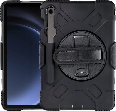 Këllëf tableti Braders Solid360 për Samsung Galaxy Tab S9 FE 11", kapak i fortë, me stand, i zi