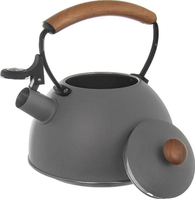 Çajnik inox Orion Wooden, 2.9L, me bilbil, gri e errët