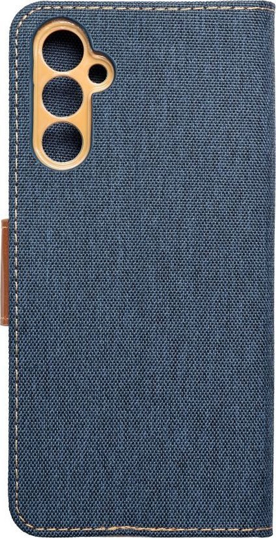 Futrollë telefoni Futera Jeans Canvas për Samsung Galaxy A14 4G, tip libër, me stand, blu navy