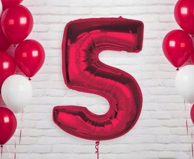 Balonë numër 5 Godan, 92cm, e kuqe, me folje