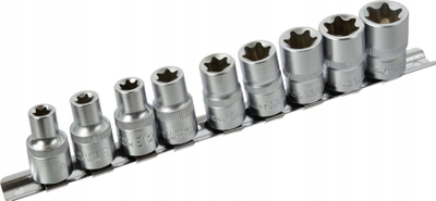Set çelësa goditës TORX të brendshëm GEKO, 9 copë, çelik CrV, 1/2"