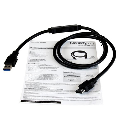 Kabllo adapter USB 3.0 në eSATA StarTech USB3S2ESATA3, 1 m, 5 Gb/s, e zezë