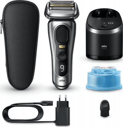 Rroje elektrike Braun Series 9 PRO+ 9567cc, me stacion pastrimi edhe karikimi, me ngjyrë argjendi