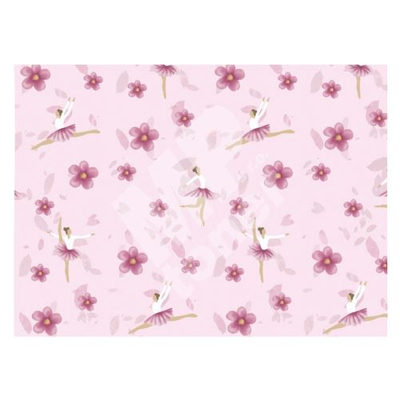 Letër ambalazhi Gift Wrapping Paper Lux D078, 100x70cm, me balerina dhe lule, rozë