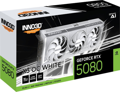 Karta grafike Inno3D GeForce RTX 5080 X3 OC, 16GB GDDR7, PCI Express 5.0, e bardhë