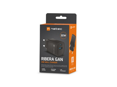 Karikues GaN Natec Ribera NUC-2141, 30W, 1x USB A 1x USB C, i bardhë