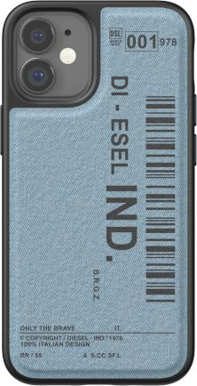 Kapak telefoni Diesel Moulded Case Denim FW20 për iPhone 12 mini, denim, blu
