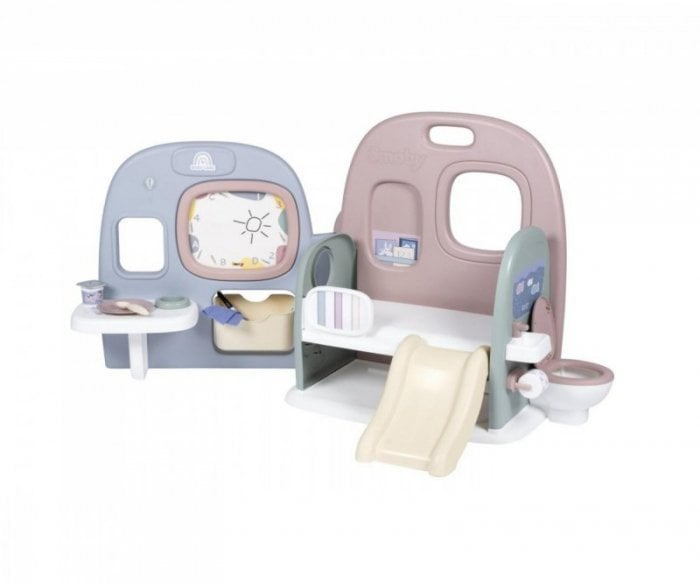 Qendër lojërash për kukulla Smoby Baby Care Doll Daycare, me aksesorë, palosëse, shumëngjyrëshe