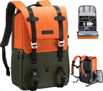 Çantë shpi për foto K&amp;F Concept Beta, 20L, për DSLR dhe laptop 15.6", portokalli