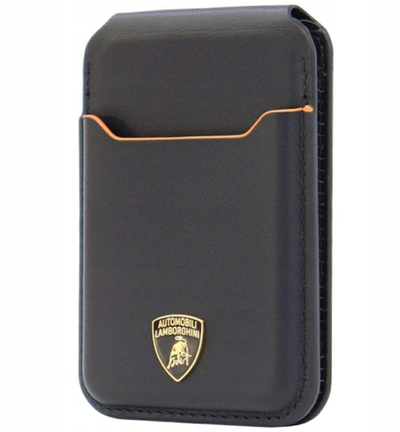 Portofol MagSafe Lamborghini D1, lëkurë origjinale, për iPhone, i zi portokalli