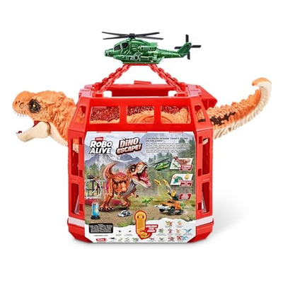 Set lodrash Zuru Robo Alive Dino Escape, dinosauro elektronik, me drita edhe zëra, portokalli