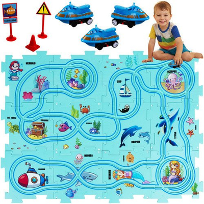 Puzzle edukativ KRUZZEL Track 24851, 25 pjesë, me vetura, shumëngjyrësh